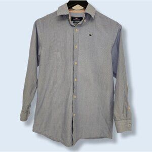 Vineyard Vines Button‎ Down Shirt Youth Medium Blue Whale Plaid Long Sleeve Boys